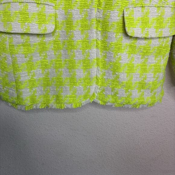 Steve Madden Harlow Fresh Lime Green Houndstooth Tweed Blazer L NWT - Picture 7 of 14